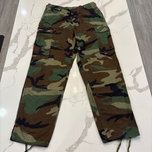 U.S. military Battle Dress Uniform (BDU) cargo pants with Woodland camouflage